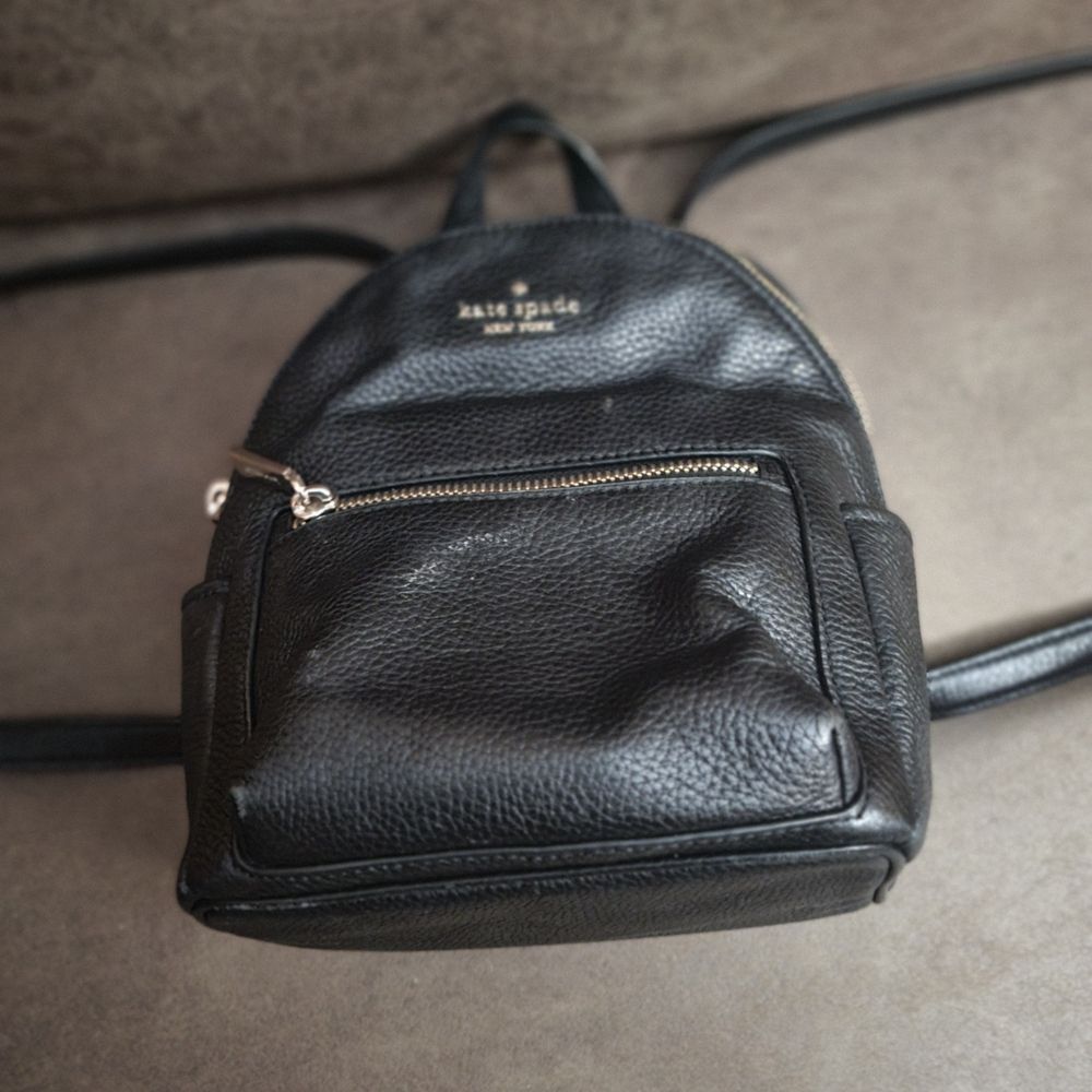 Kate Spade Black Textured Small Backpack - Picture 2 of 3